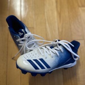 Kids Blue and White Adidas Soccer Shoes